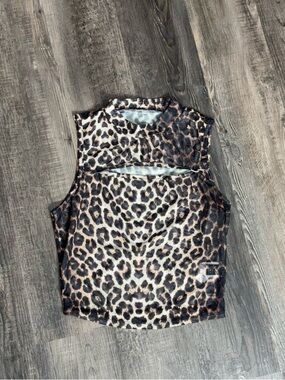 SHEIN Brown and Black Leopard Print Crop Top